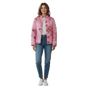 Kiko 2 in 1 Jackets Women's  Size M Pink Floral  100% Silk Brand New # 93